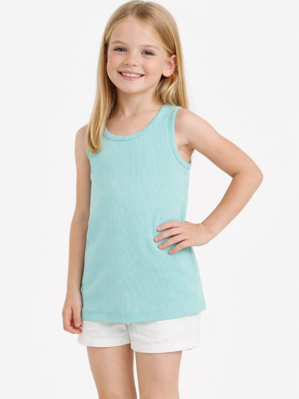 Wonder Nation Girls ibbed Tank Top Turquoise Size S (6‑6X)